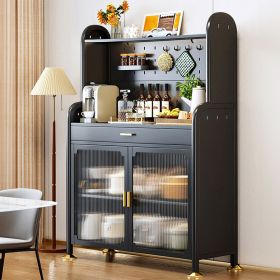 Freestanding Kitchen Pantry Storage Cabinet with Pegboard Wall