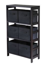 Capri 3-Section M Storage Shelf with 6 Foldable Black Fabric Baskets