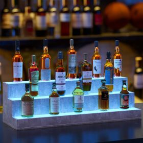 LED Lighted Liquor Bottle Display Shelf, 37 Inch Bar Display Shelf, DIY Illuminated Bottle Shelf with App & Remote Control