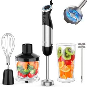 KOIOS Immersion Blender Handheld, 1000W 12-Speed 5 in 1 Hand Mixer Stick Blender with 304 Stainless Steel Blade, Food Processor, Beaker