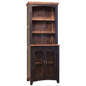 Ata 72 Inch Classic Pier with 3 Shelves and 2 Doors, Solid Pine Wood, Brown