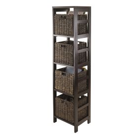 Granville 5pc Storage Tower Shelf with 4 Foldable Baskets; Espresso