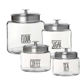 Clear Glass Farmhouse Montana Food Storage Jars; Set of 4