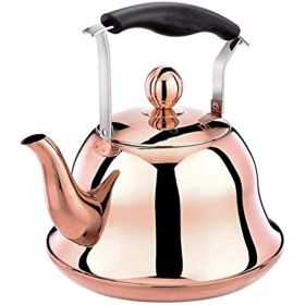 Rose Gold Stainless Steel Kettle; Streamlined Spout; Anti-scalding Handle; tea Kettle for Stove Top Whistling (size: 4L)