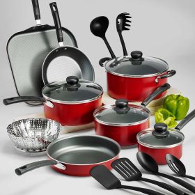 18-piece cookware set non-stick (40.85: red)